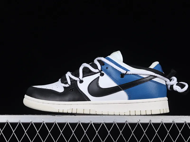 All categories Nk SB Dunk series Nk SB Dunk Low low-top sneakers Nk Dunk Low white blue black hook customized version of deconstructed strap casual sneakers DJ6188-100